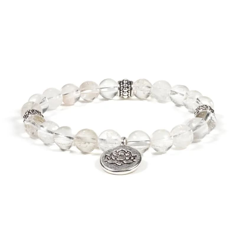 Mala/Armband Bergkristall elastisch mit Lotus - Dianas Klosterlädchen