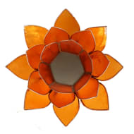 Lotus Teelichthalter orange 2. Chakra silberfarbig @klosterlaedchen.com