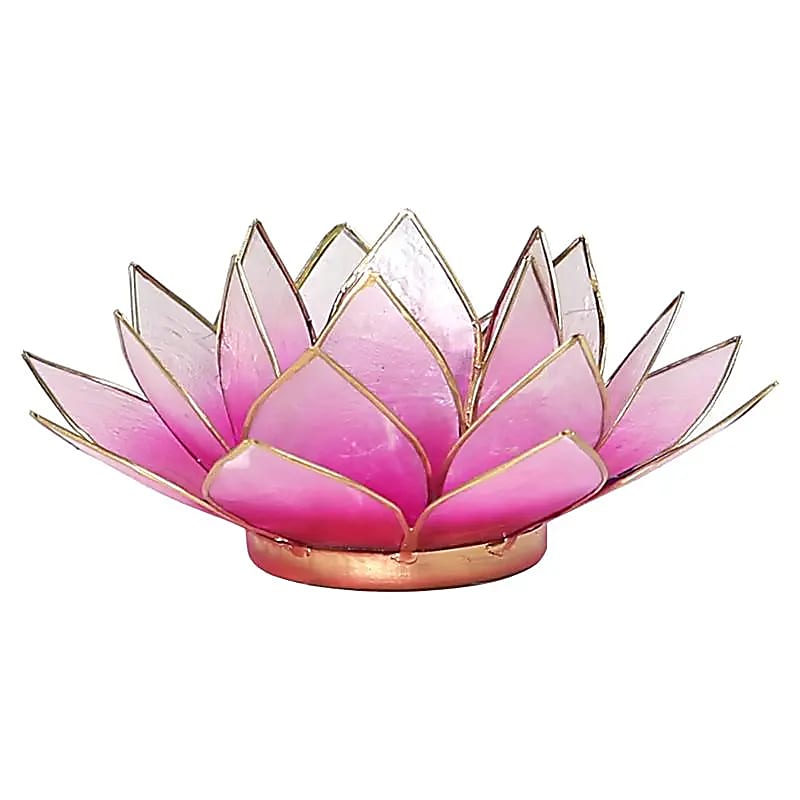 Lotus Teelichthalter pink weiß goldfarbig 13,5 cm www.klosterlaedchen.com