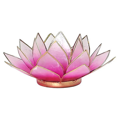 Lotus Teelichthalter pink weiß goldfarbig 13,5 cm www.klosterlaedchen.com
