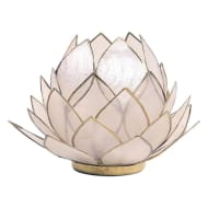 Lotus Teelichthalter beige goldfarbig groß - Dianas Klosterlädchen