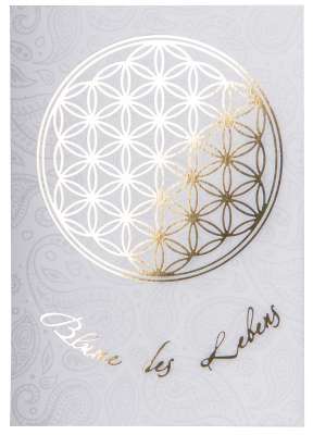 Postkarte Blume des Lebens gold weiß - Dianas Klosterlädchen