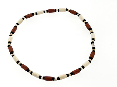 Halskette aus schwarzem, weißem und braunem Kokosholz | ZEBRA - Dianas Klosterlädchen