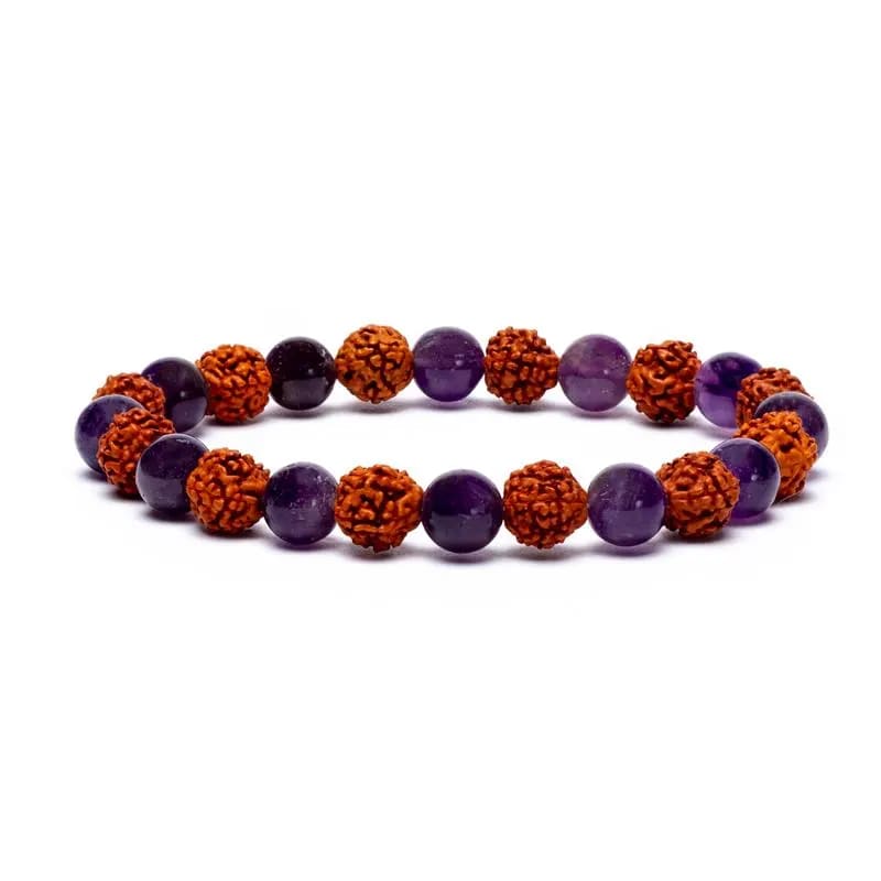 Armband Rudraksha Amethyst elastisch - Dianas Klosterlädchen