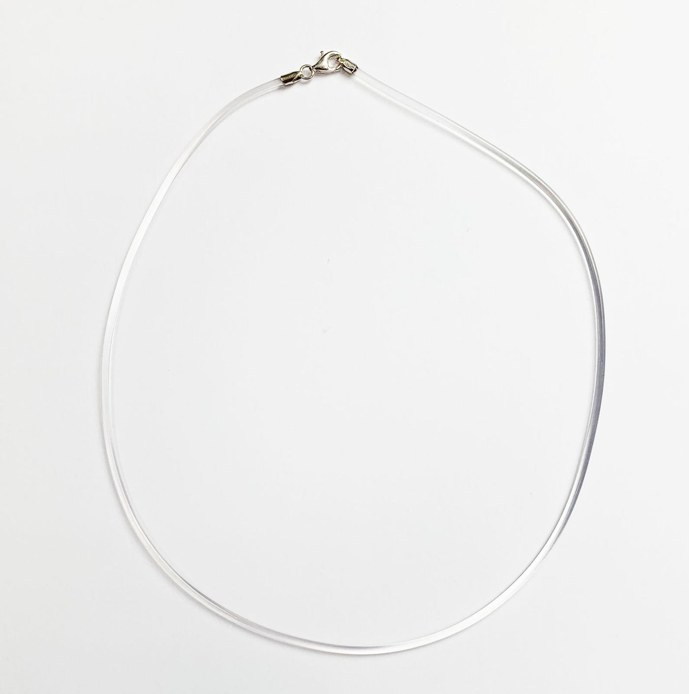 Hals-Kette Kautschukband transparent 44 cm, Verschluss 925er Silber - Dianas Klosterlädchen