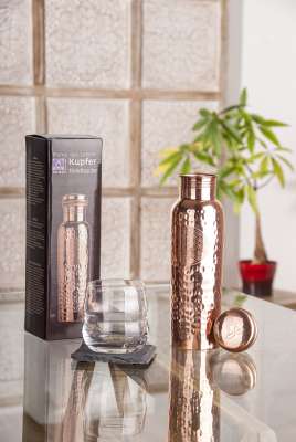 Kupferflasche | Trinkflasche mit der Blume des Lebens 650ml - Dianas Klosterlädchen