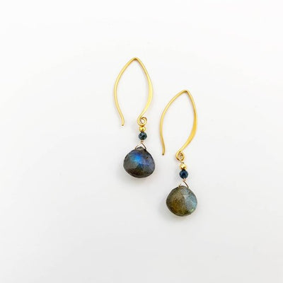Labradorit Droplet Tropfen Ohrringe | gold - Dianas Klosterlädchen