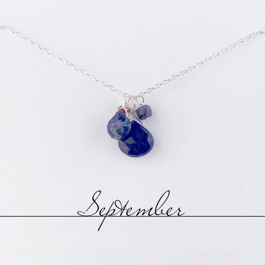 Lapis Geburtsstein-Halskette September | Silber Saphir Lapislazuli - Dianas Klosterlädchen