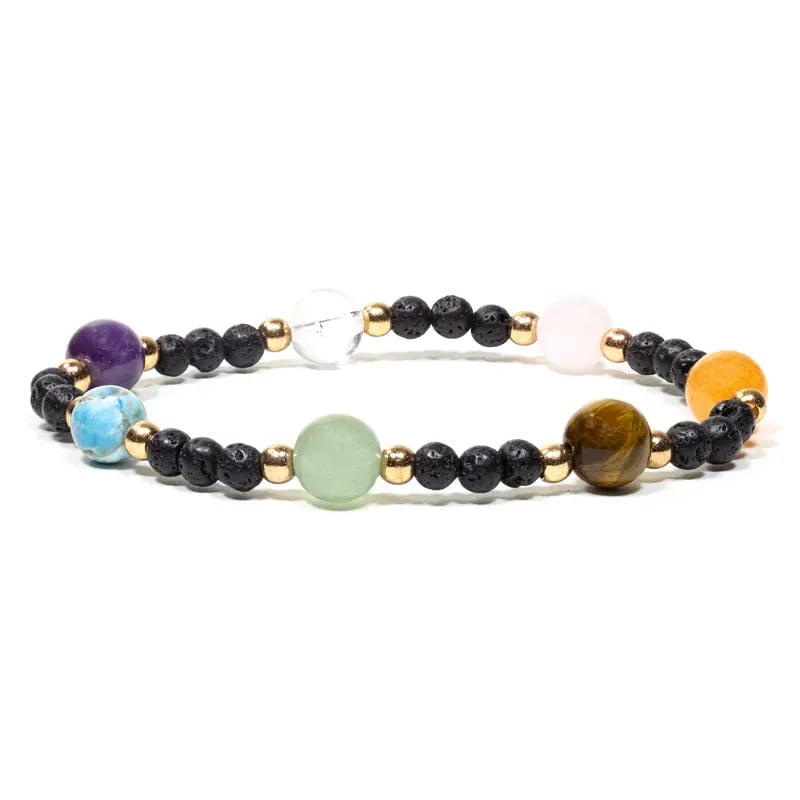 Lavastein Armband mit 7 Edelsteinen elastisch - Dianas Klosterlädchen
