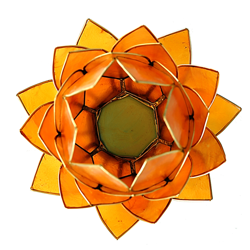 Lotus Teelichthalter orange goldfarbig 15 cm - Dianas Klosterlädchen