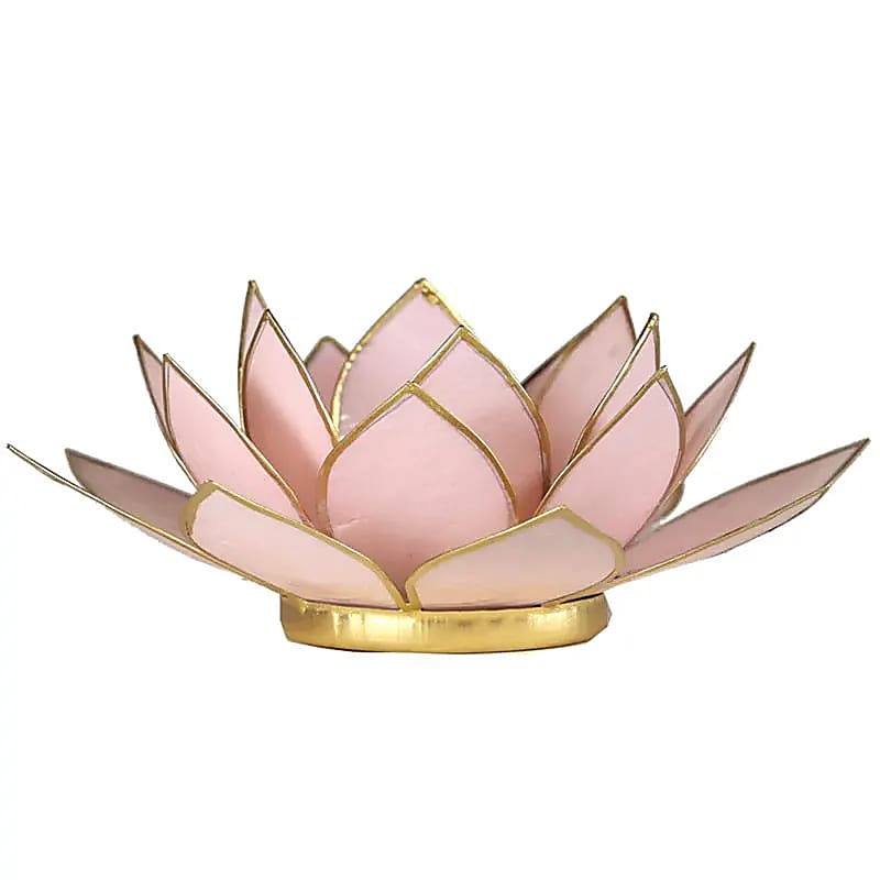 Lotus Teelichthalter rosa pastell goldfarbig - Dianas Klosterlädchen