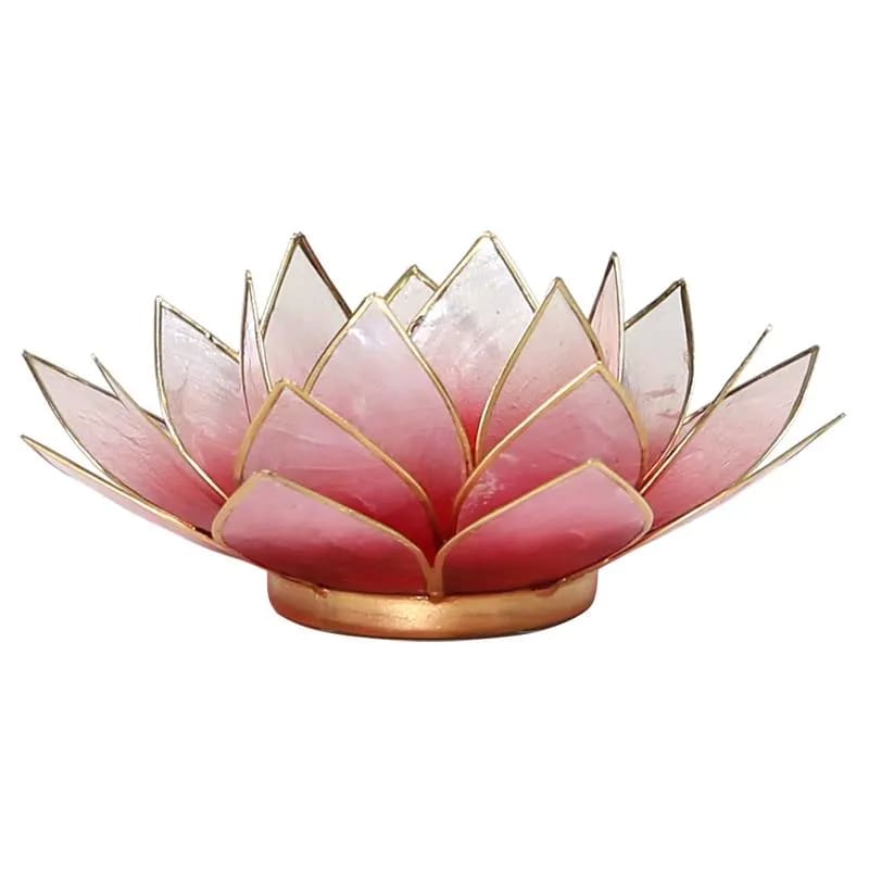 Lotus Teelichthalter rot-rosa goldfarbig 13,5 cm - Dianas Klosterlädchen
