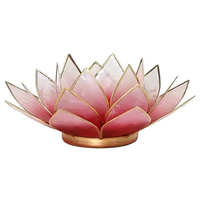 Lotus Teelichthalter rot-rosa goldfarbig 13,5 cm - Dianas Klosterlädchen