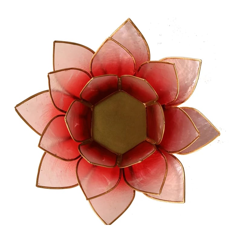 Lotus Teelichthalter rot-rosa goldfarbig 13,5 cm - Dianas Klosterlädchen