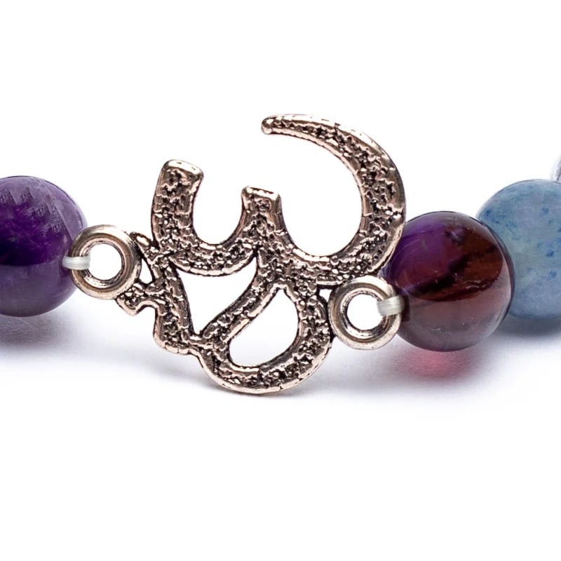 Mala Armband Amethyst Aventurin Bergkristall OM - Dianas Klosterlädchen