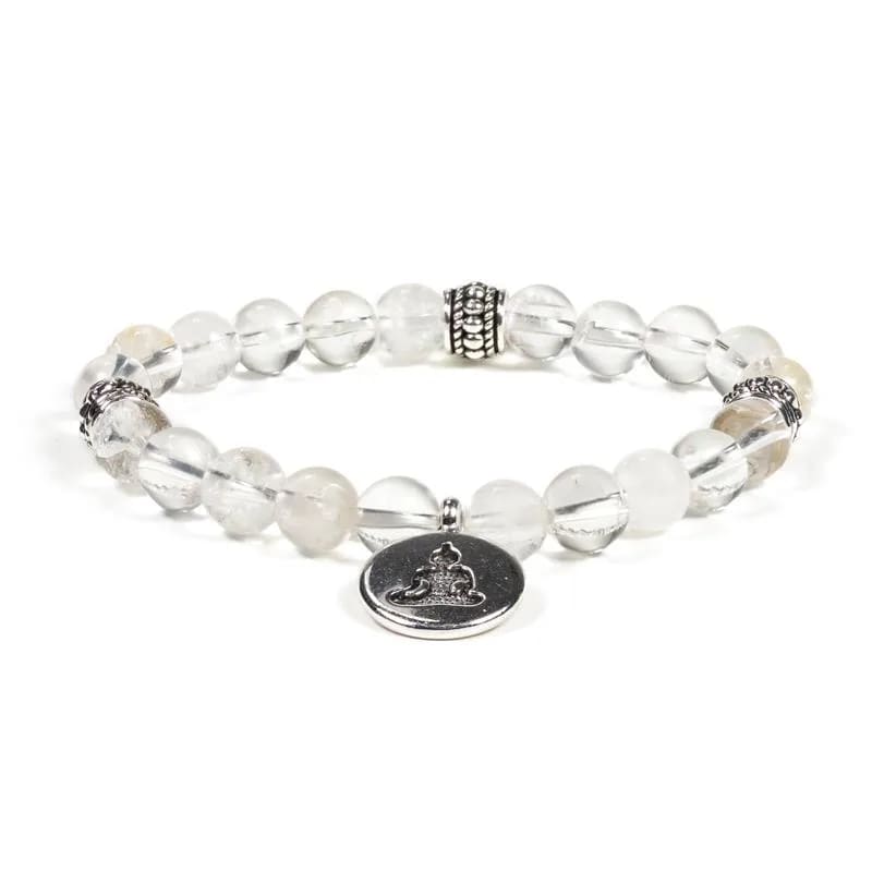 Mala/Armband Bergkristall elastisch mit Buddha - Dianas Klosterlädchen