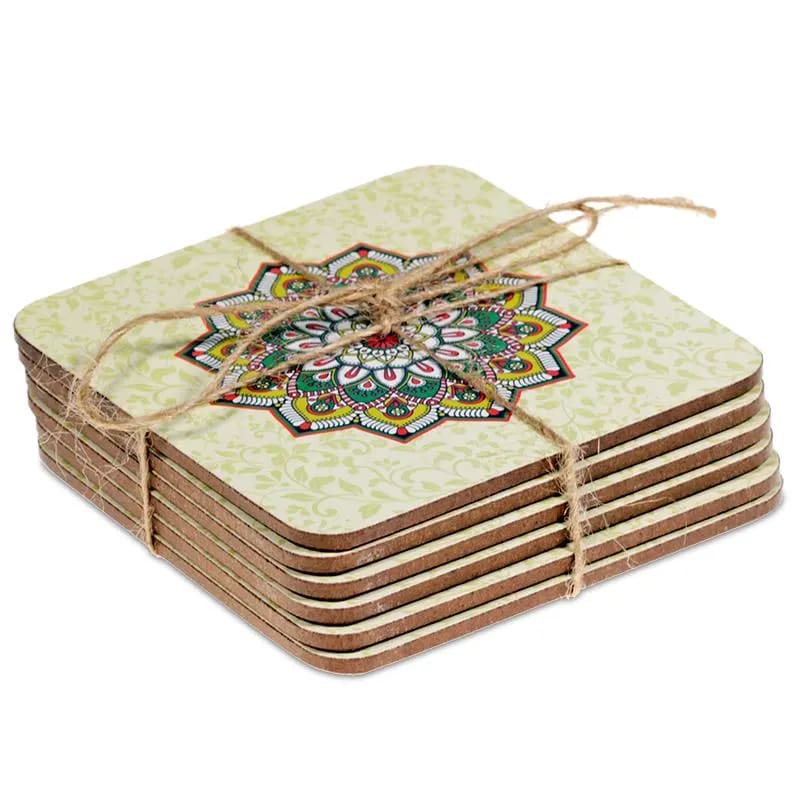 Mandala Untersetzer grün Set von 6 Stück - Dianas Klosterlädchen