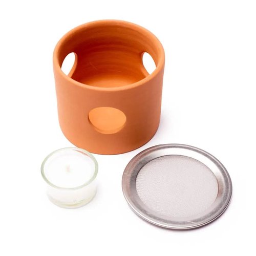 Räuchergefäß Terracotta + Sieb und Kerzenhalter - Dianas Klosterlädchen