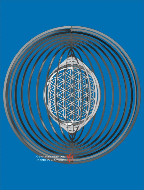 Windspiel Spirale "Blume" des Lebens mit Steinchen Ø 15 cm - Dianas Klosterlädchen